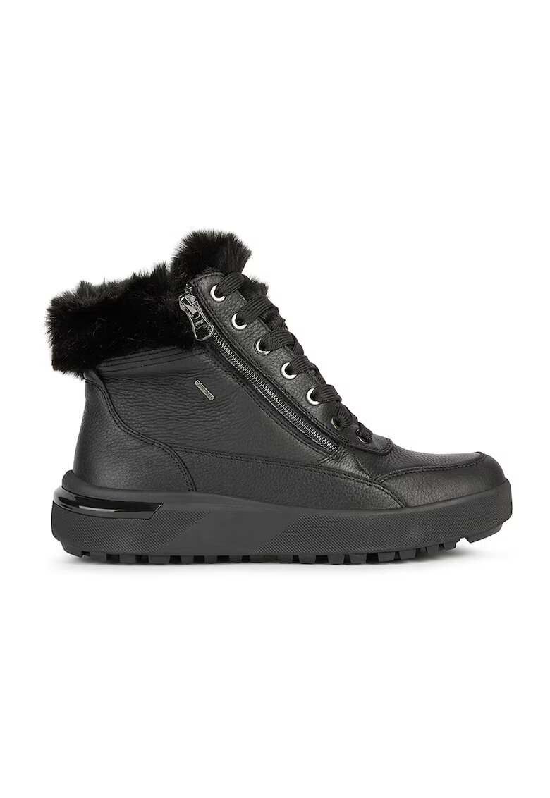 Geox Pantofi sport mid-high de piele cu blana sintetica - Negru stins