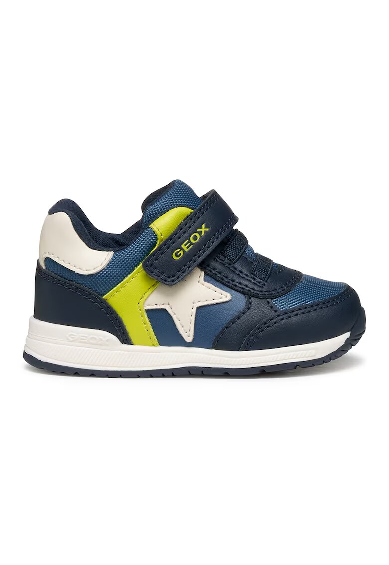 Geox Pantofi sport Rishon cu inchidere velcro - Verde lime/Bleumarin