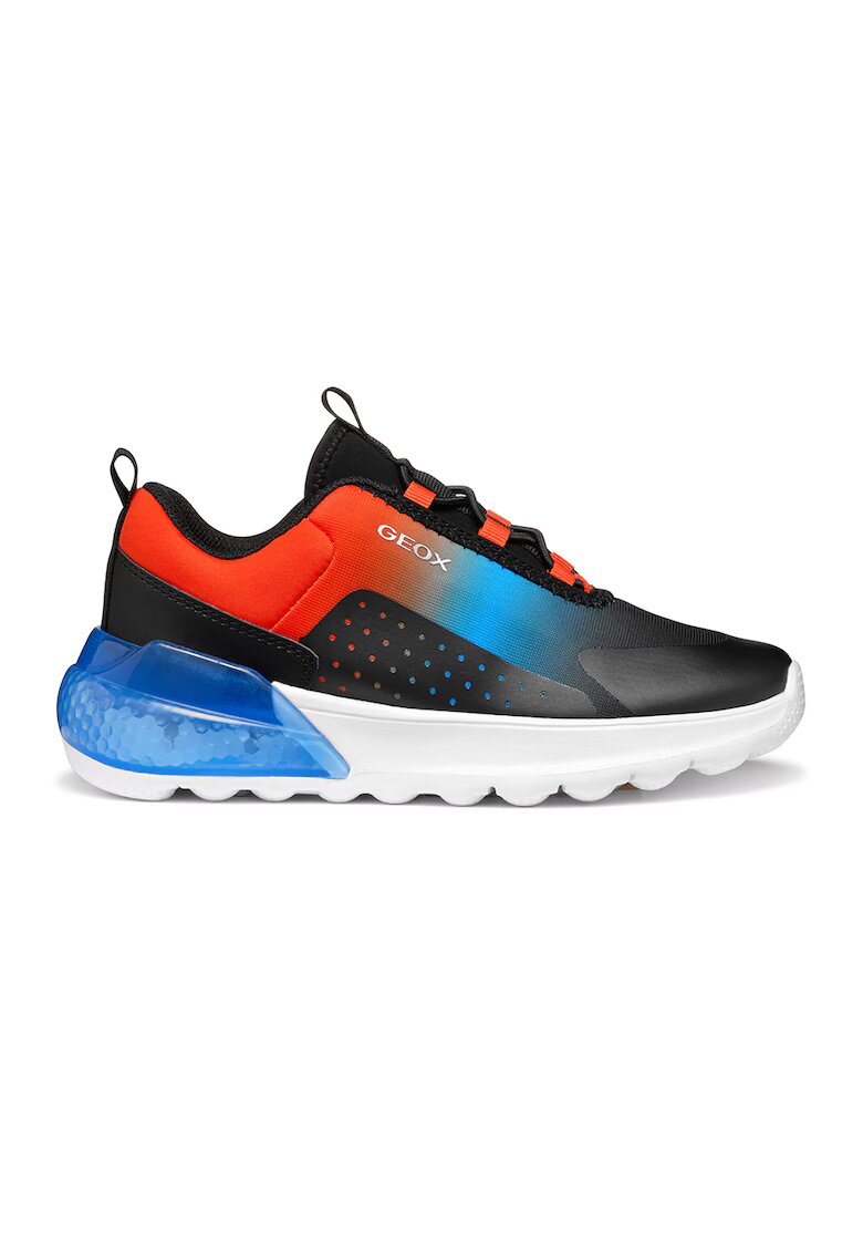Geox Pantofi sport slip-on cu LED-uri - Negru/Rosu vermillion/Albastru