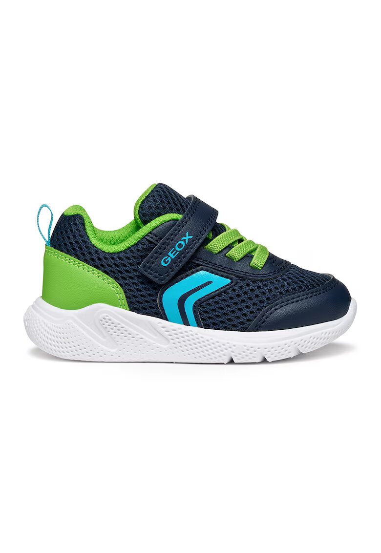 Geox Pantofi sport Sprintye din plasa si insertii din piele ecologica - Verde electric/Bleumarin