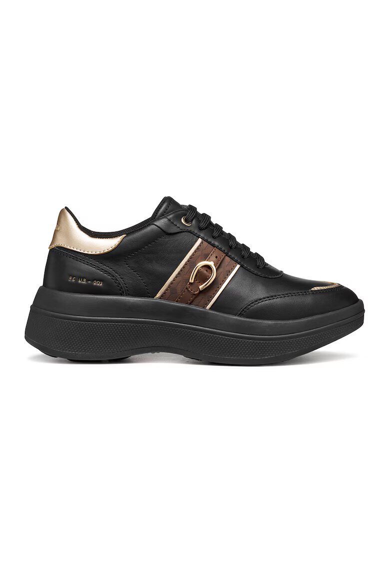 Geox Pantofi sport wedge de piele - Negru/Maro