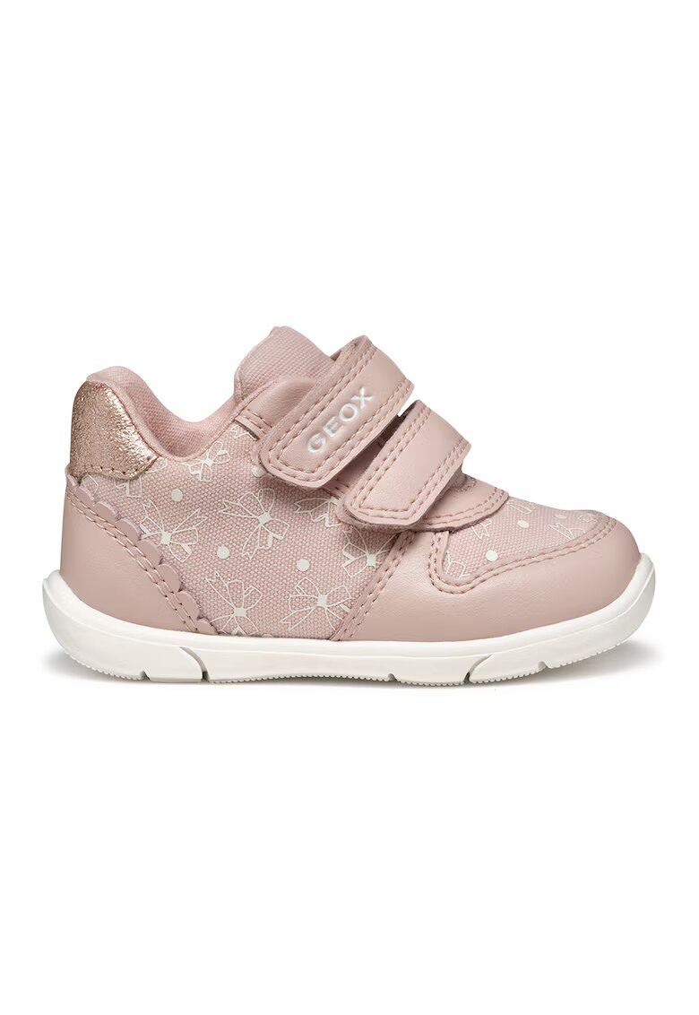 Geox Pantofi sport Zapito de piele ecologica cu velcro - Roz prafuit