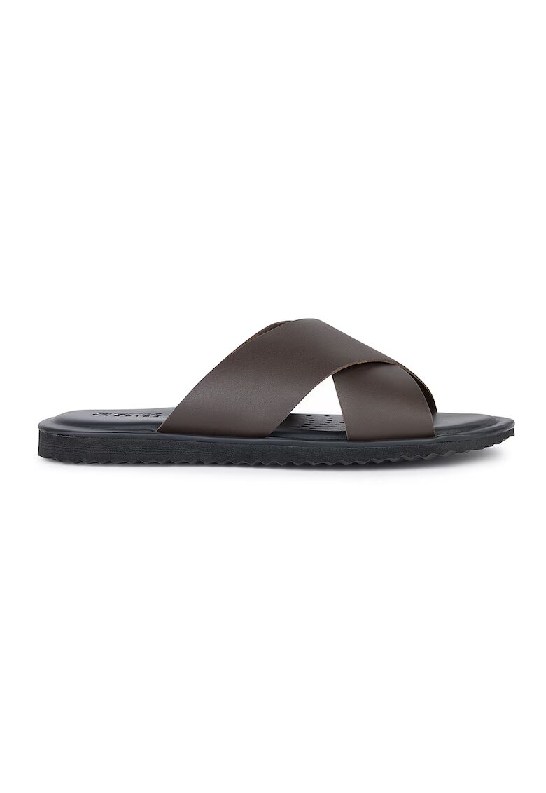 Geox Papuci de piele - Maro inchis
