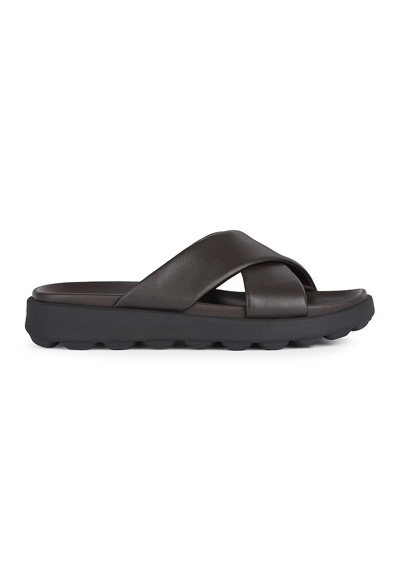 Geox Papuci de piele - Maro inchis