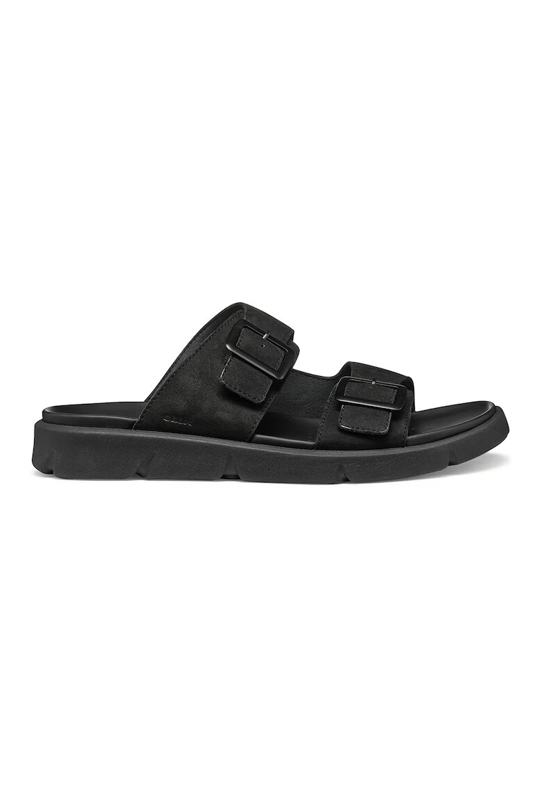 Geox Papuci de piele nabuc - Negru