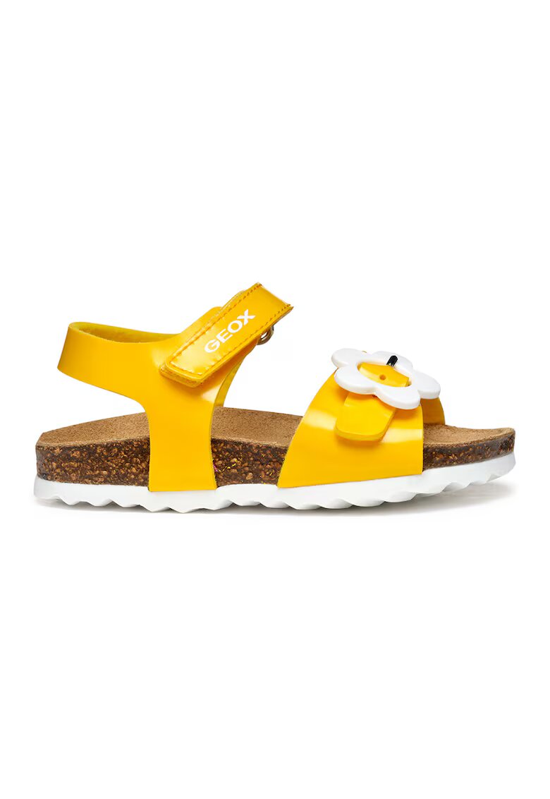Geox Sandale cu aspect lacuit si velcro - Galben
