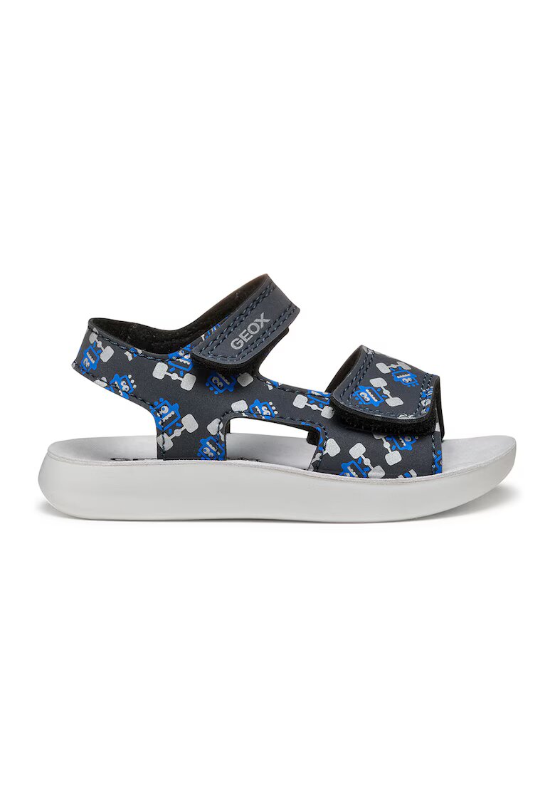 Geox Sandale cu imprimeu si velcro - Gri deschis/Albastru
