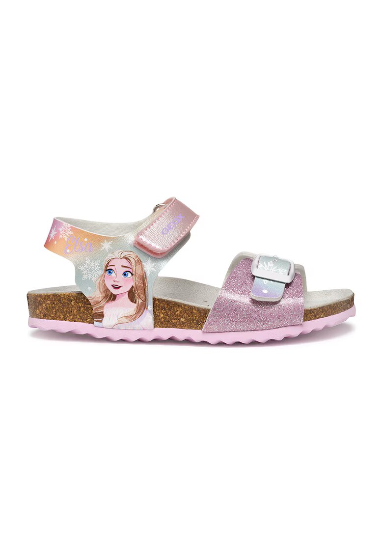 Geox Sandale cu imprimeu si velcro - Gri deschis/Roz deschis
