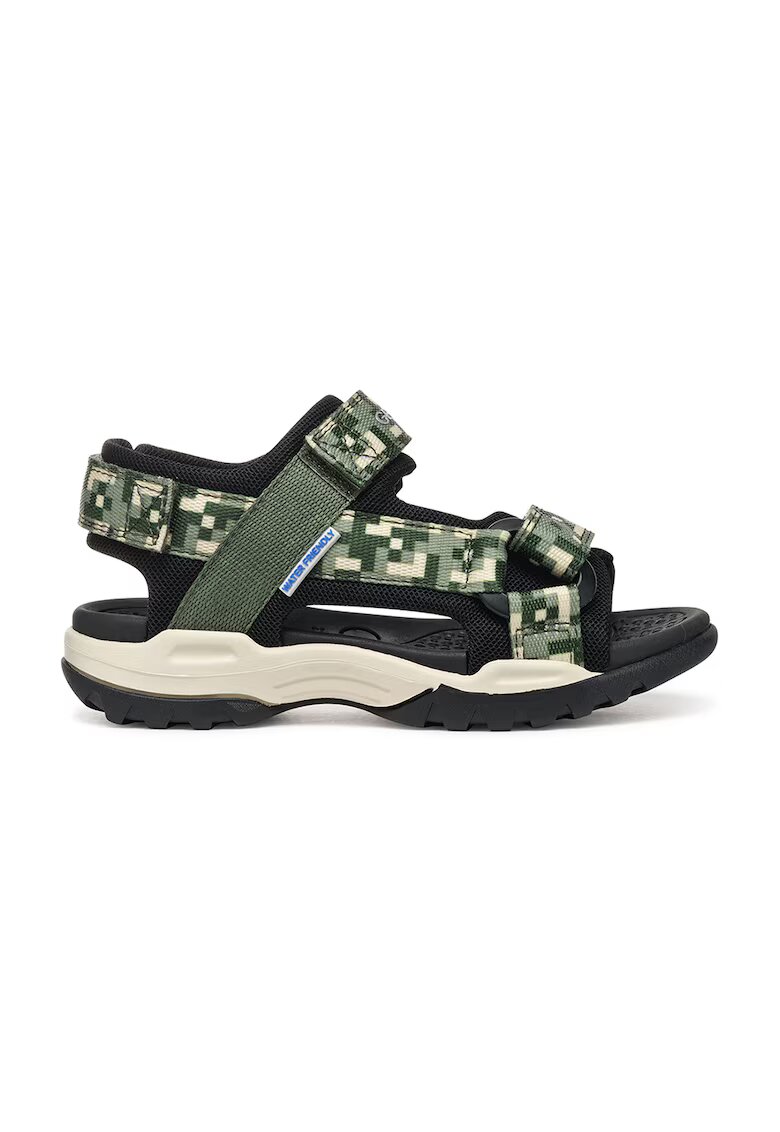 Geox Sandale cu inchidere velcro Borrealis - Negru/Verde feriga