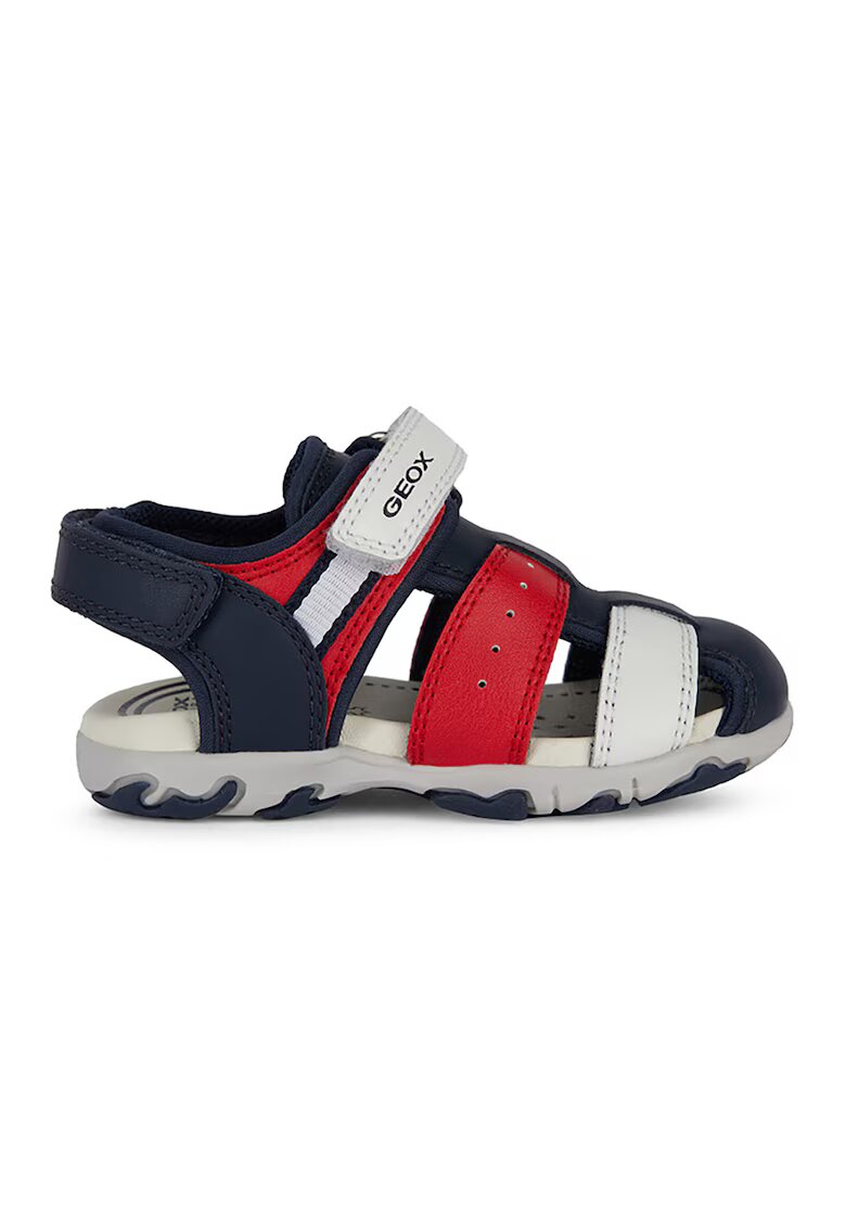 Geox Sandale cu inchidere velcro si detalii din piele - Rosu/Bleumarin