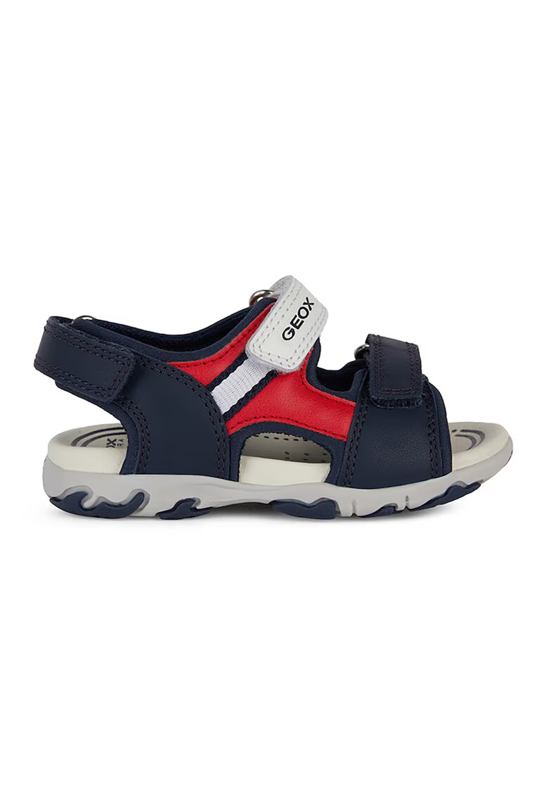 Geox Sandale cu inchidere velcro si detalii din piele - Rosu/Bleumarin
