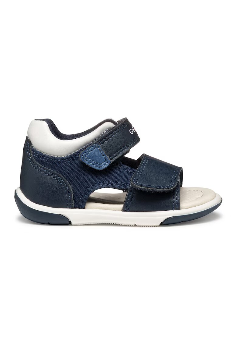 Geox Sandale cu velcro de piele ecologica - Alb/Bleumarin