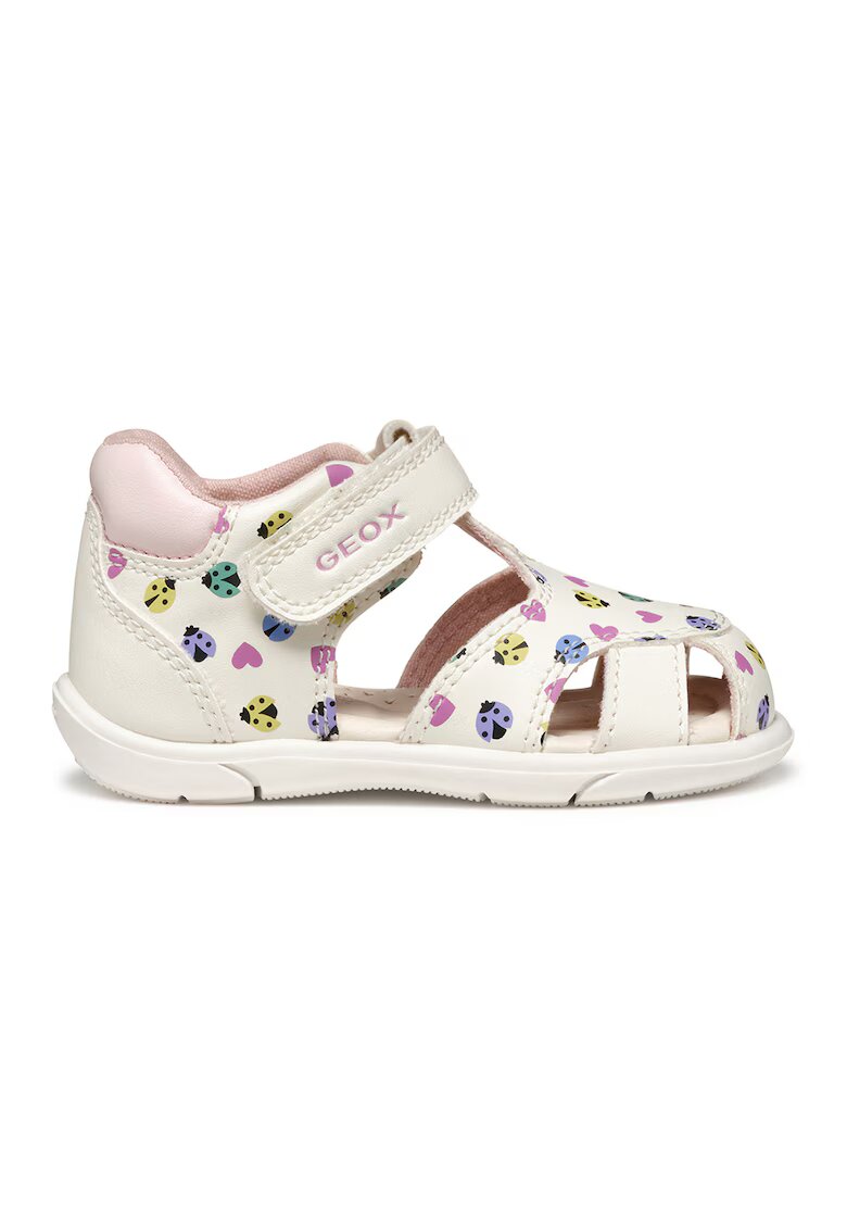 Geox Sandale cu velcro de piele ecologica cu model - Alb/Multicolor