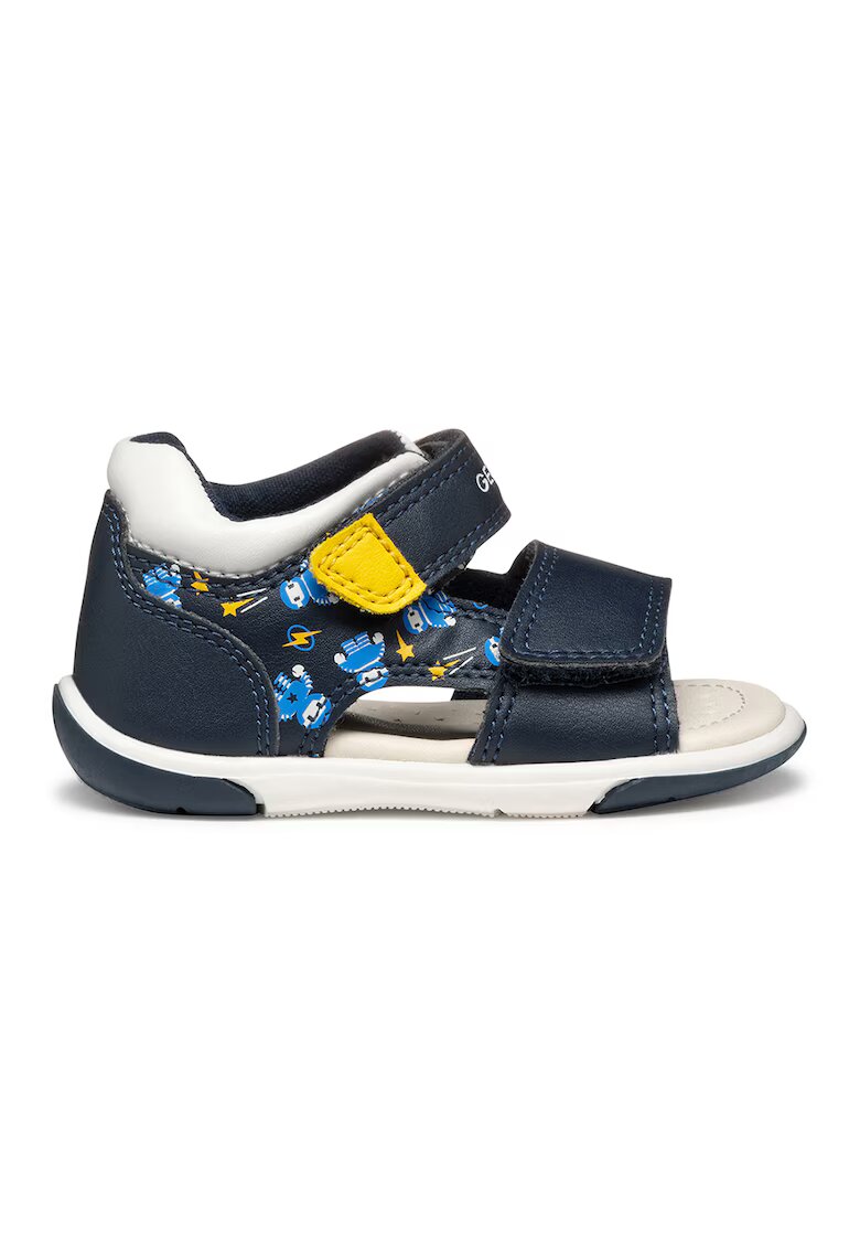 Geox Sandale cu velcro de piele ecologica - Galben/Bleumarin