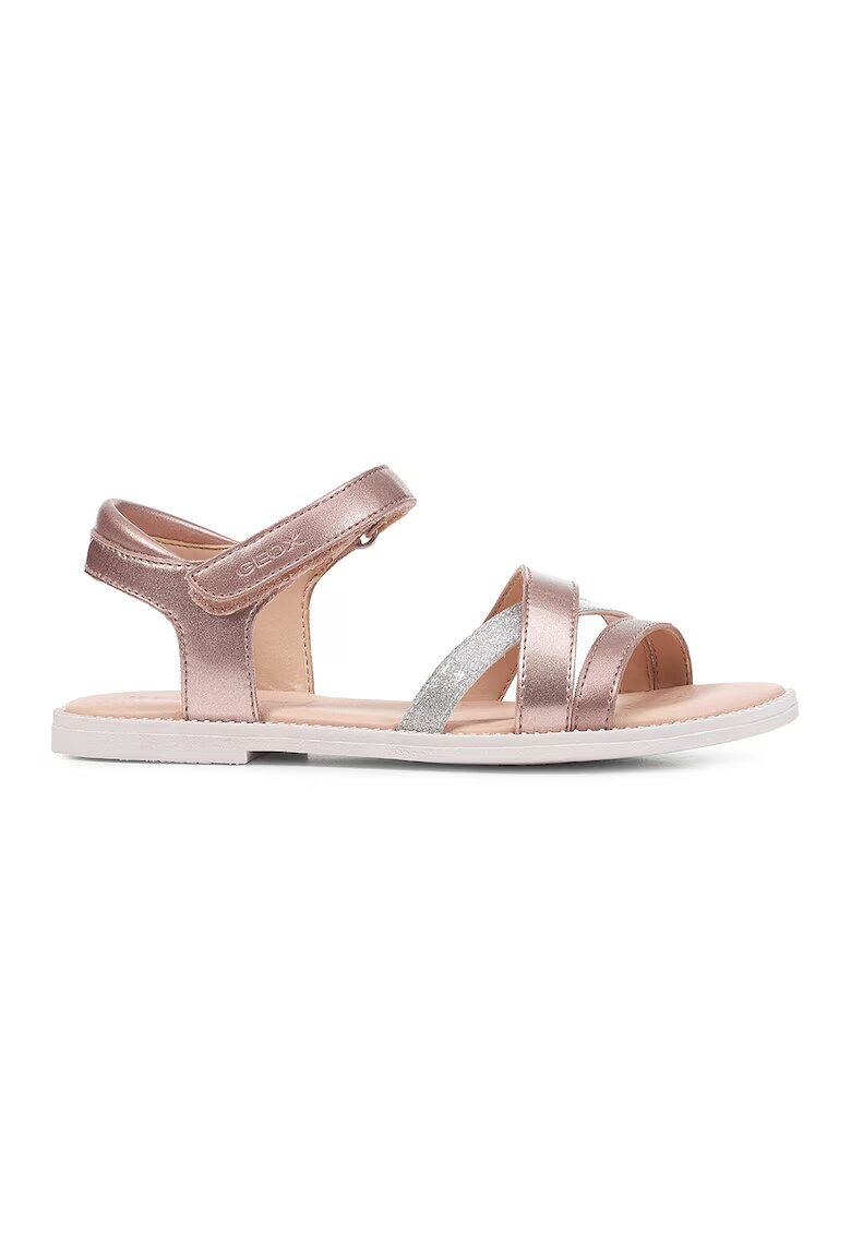 Geox Sandale cu velcro si aspect metalic - Auriu rose/Argintiu