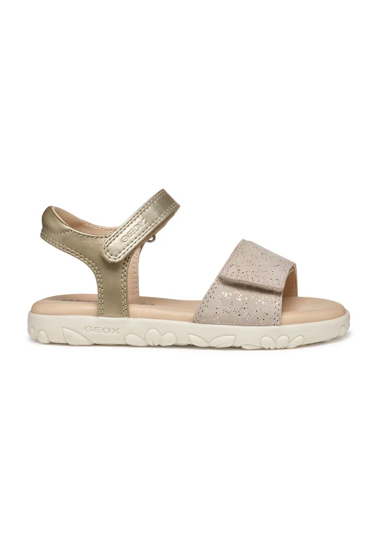 Geox Sandale cu velcro si detalii de piele - Auriu