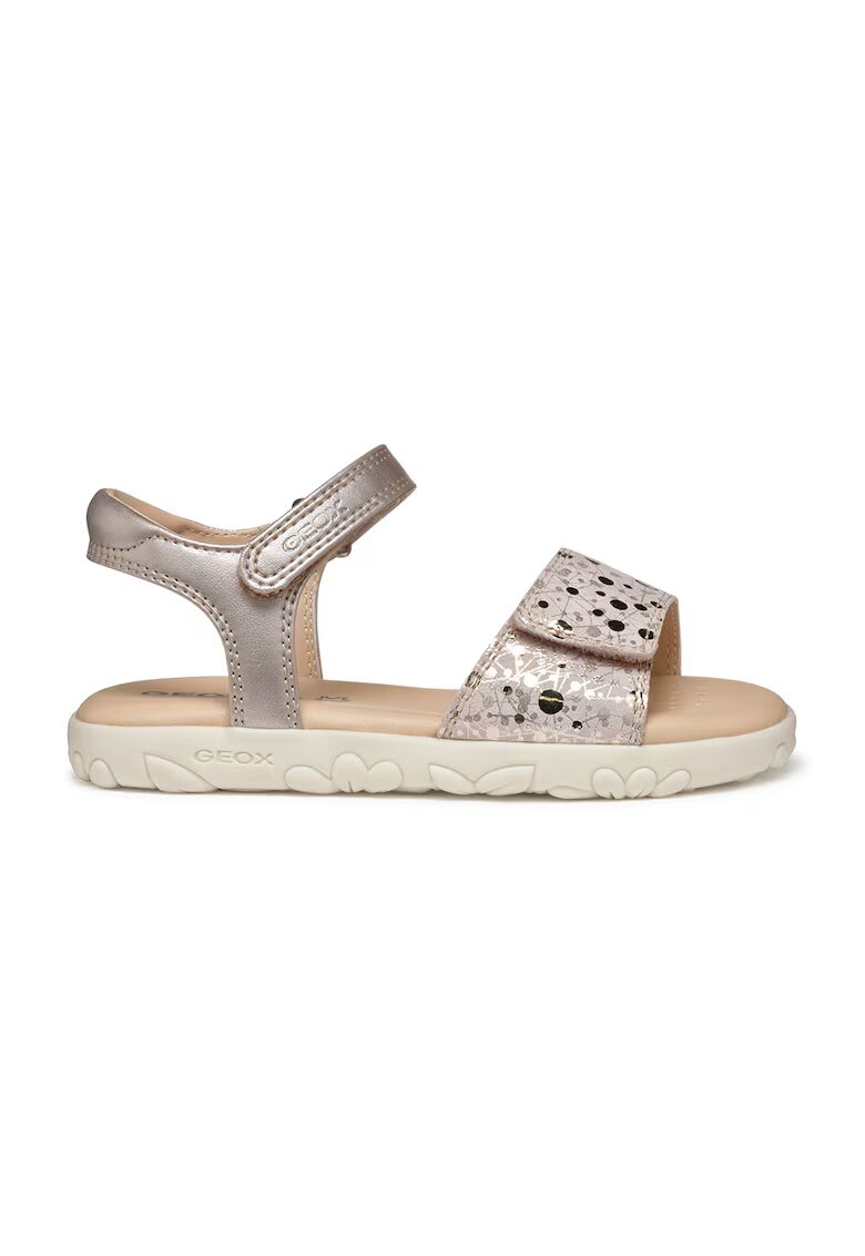 Geox Sandale cu velcro si detalii de piele - Auriu/Auriu rose