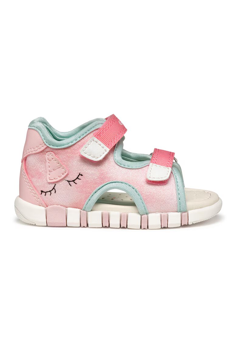 Geox Sandale cu velcro si detalii grafice - Alb/Roz deschis