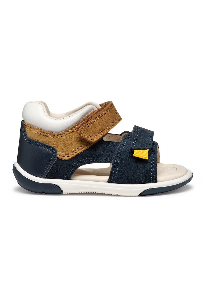 Geox Sandale cu velcro si garnituri de piele intoarsa - Caramel/Bleumarin