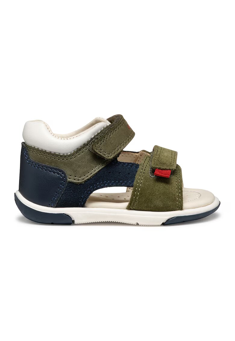 Geox Sandale cu velcro si garnituri de piele intoarsa - Verde inchis/Bleumarin