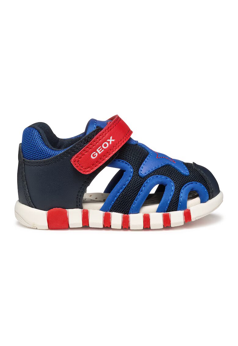Geox Sandale cu velcro si garnituri din piele ecologica - Rosu/Bleumarin