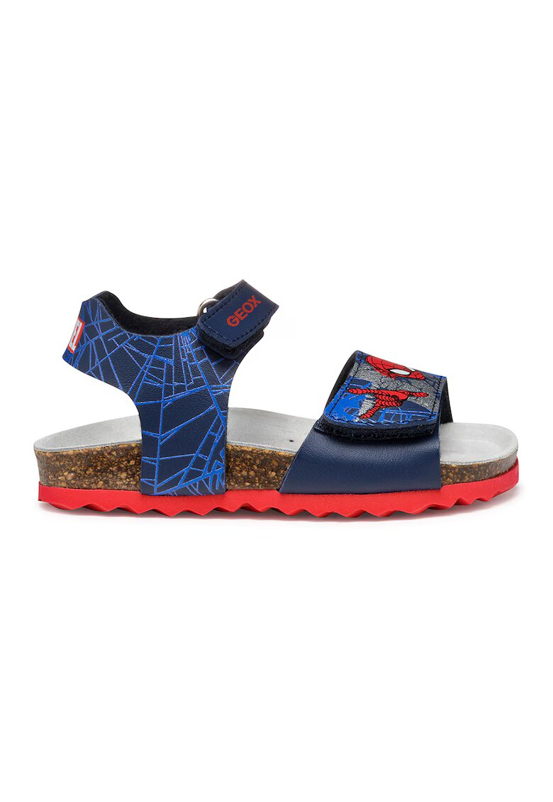 Geox Sandale cu velcro si imprimeu Spider-Man - Rosu/Bleumarin