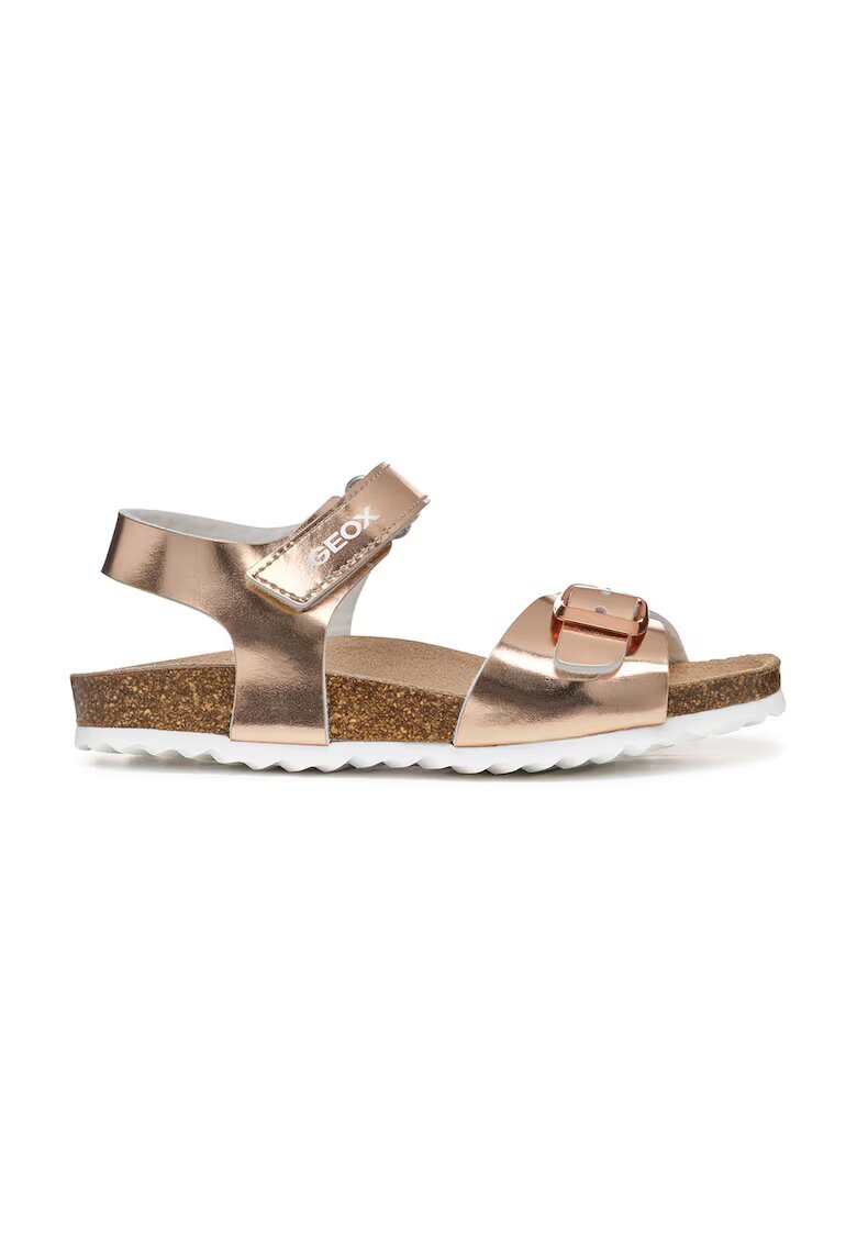 Geox Sandale cu velcro si logo - Auriu rose