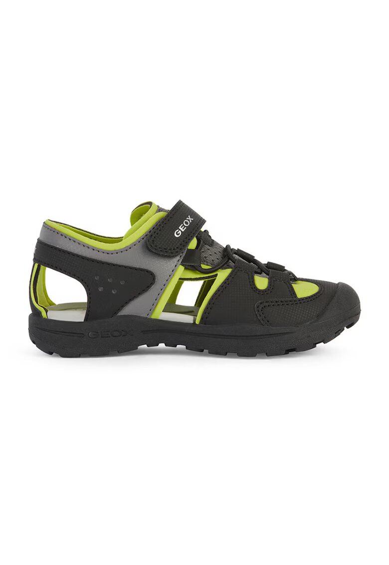 Geox Sandale cu velcro si model colorblock Veniett - Negru/Verde lime