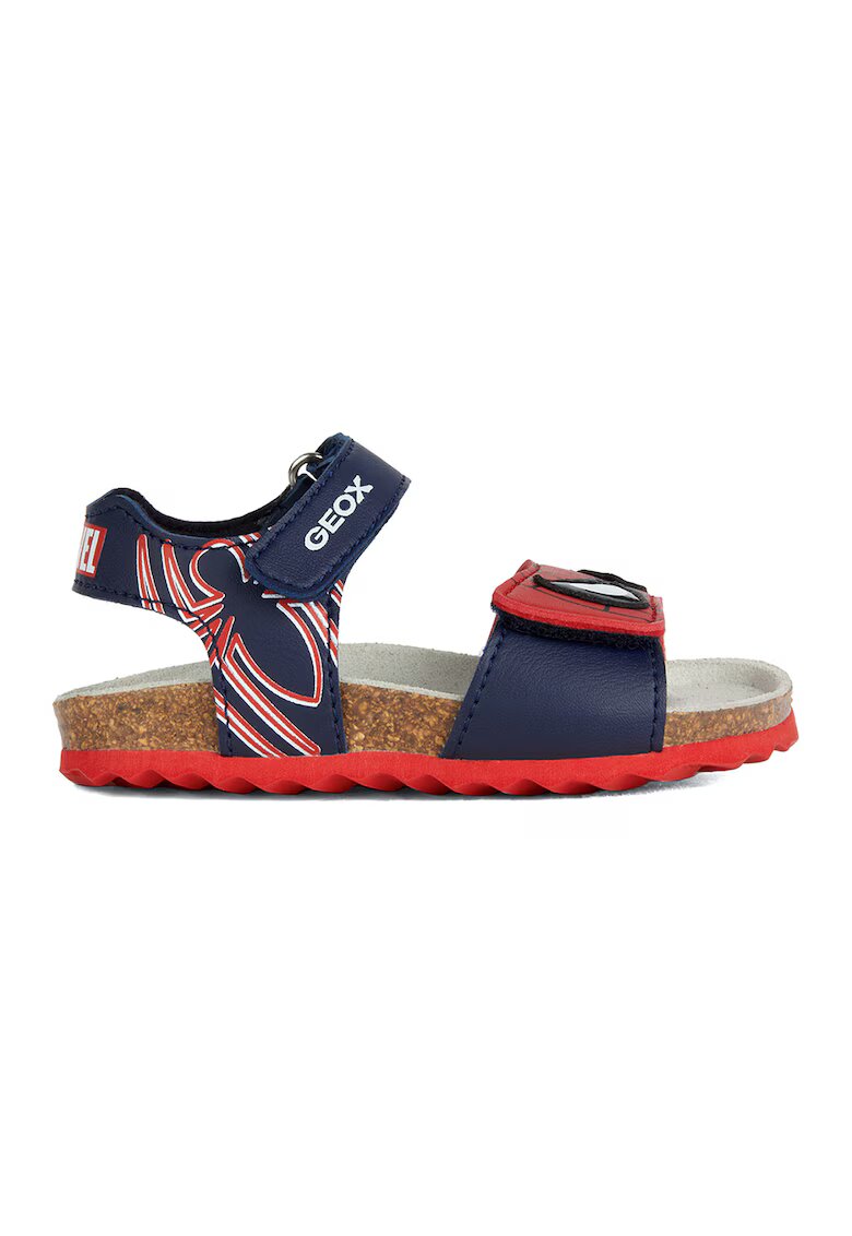 Geox Sandale cu velcro si model Spider-Man - Rosu/Alb/Bleumarin