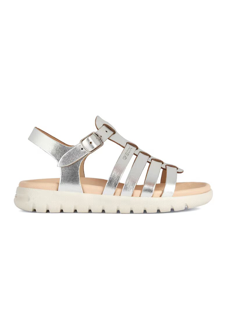 Geox Sandale de piele cu barete multiple Soleima - Argintiu