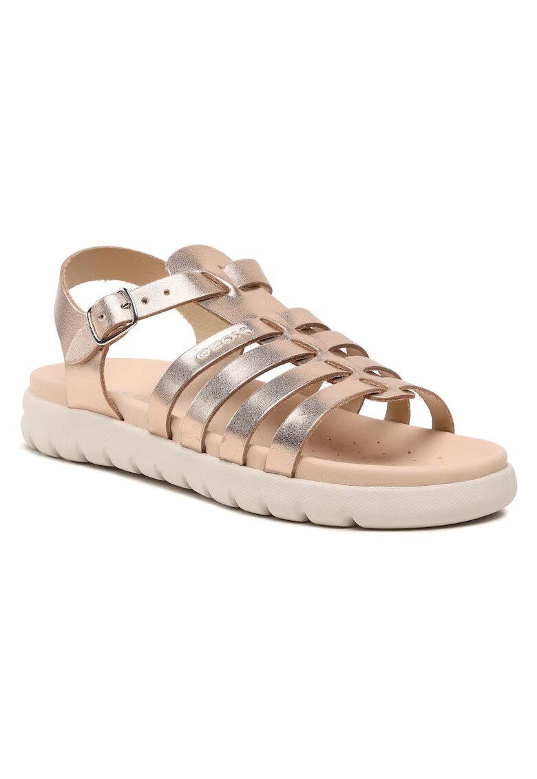 Geox Sandale de piele cu barete multiple Soleima - Auriu