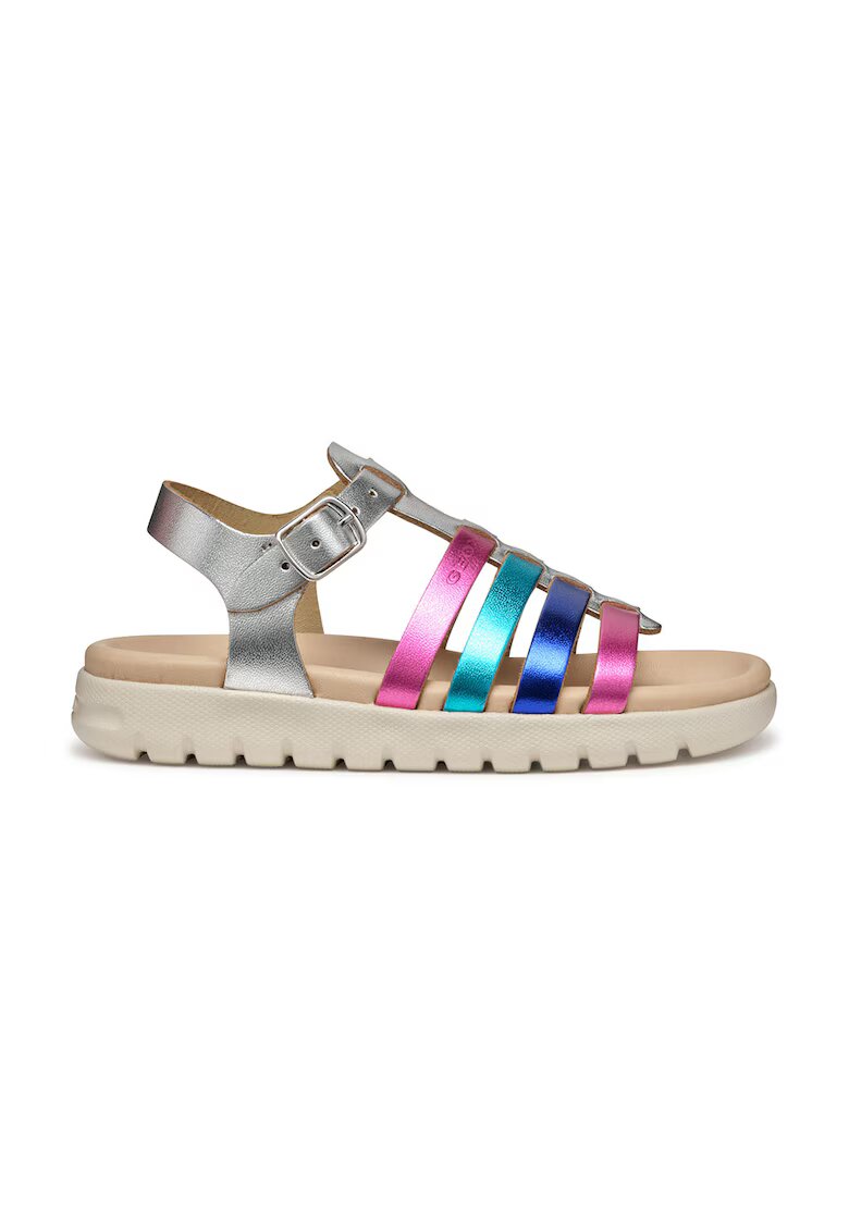 Geox Sandale de piele cu barete multiple Soleima - Multicolor