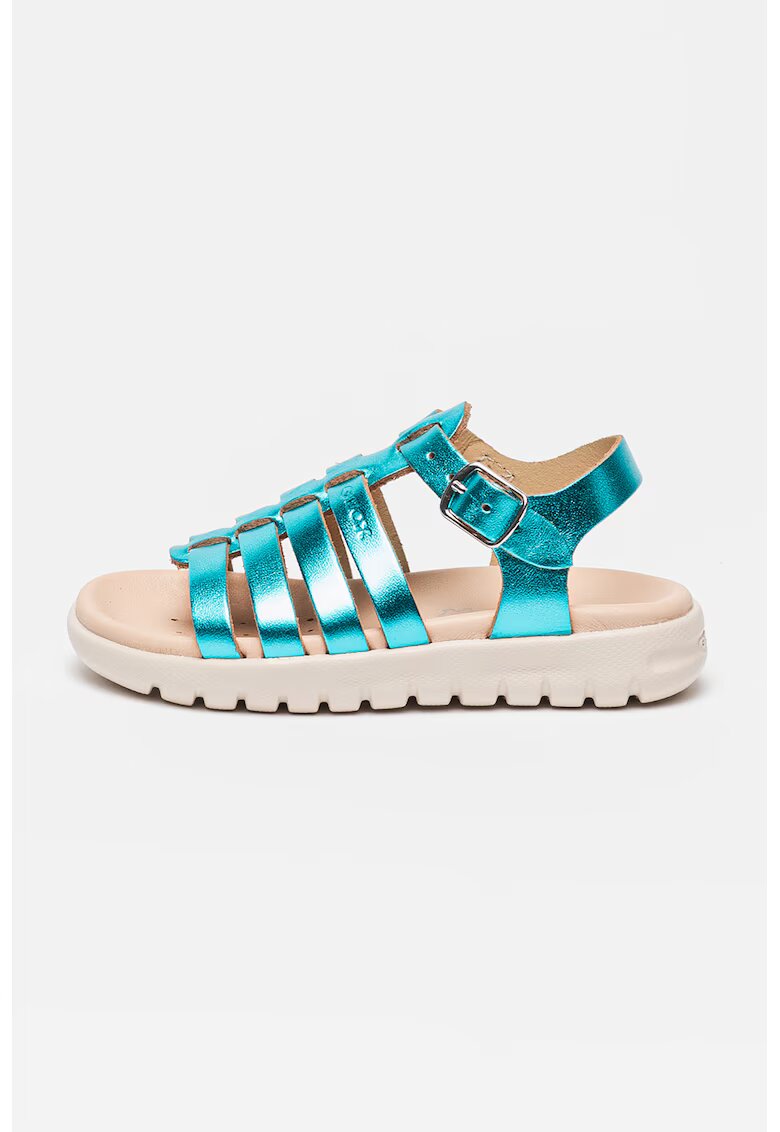 Geox Sandale de piele cu barete multiple Soleima - Verde persan