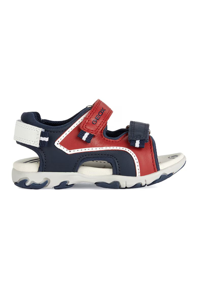 Geox Sandale de piele cu logo - Rosu/Alb/Bleumarin