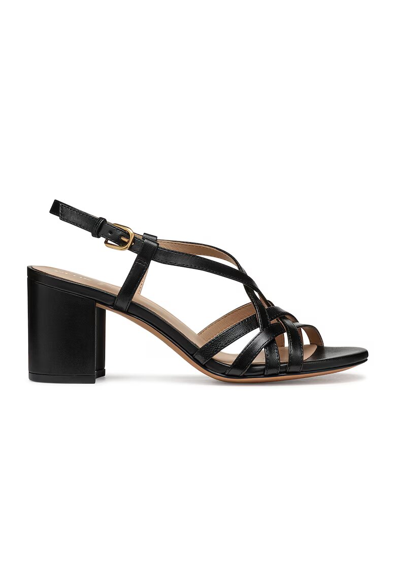 Geox Sandale de piele cu toc masiv - Negru