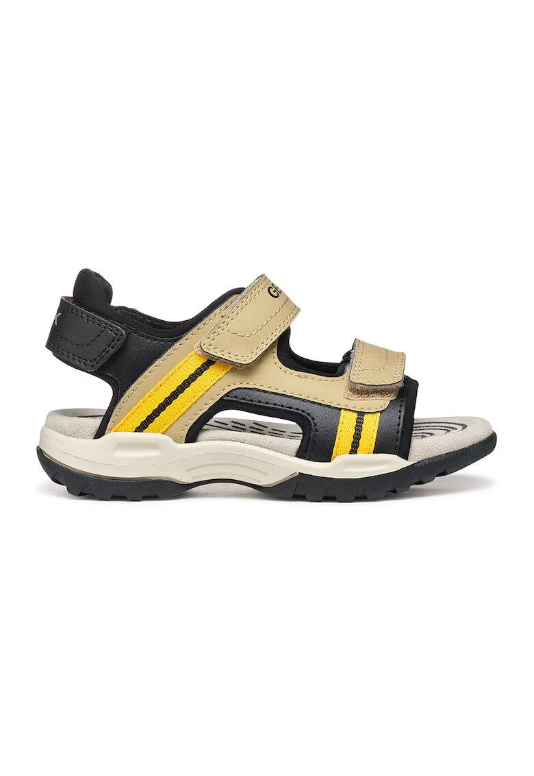 Geox Sandale de piele ecologica cu banda velcro - Negru/Bej