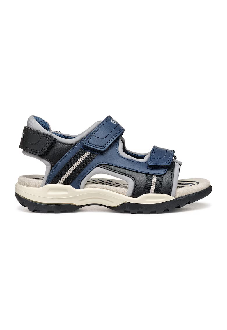 Geox Sandale de piele ecologica cu banda velcro - Negru/Bleumarin