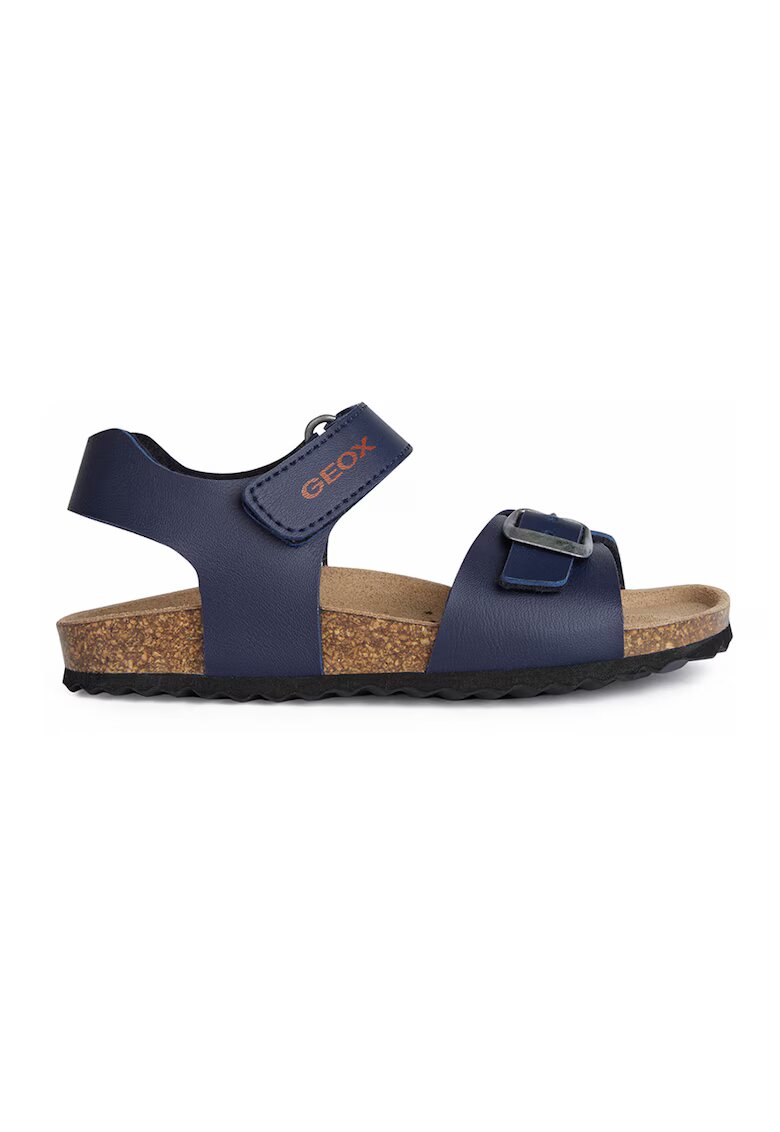 Geox Sandale de piele ecologica cu barete cu velcro - Albastru inchis
