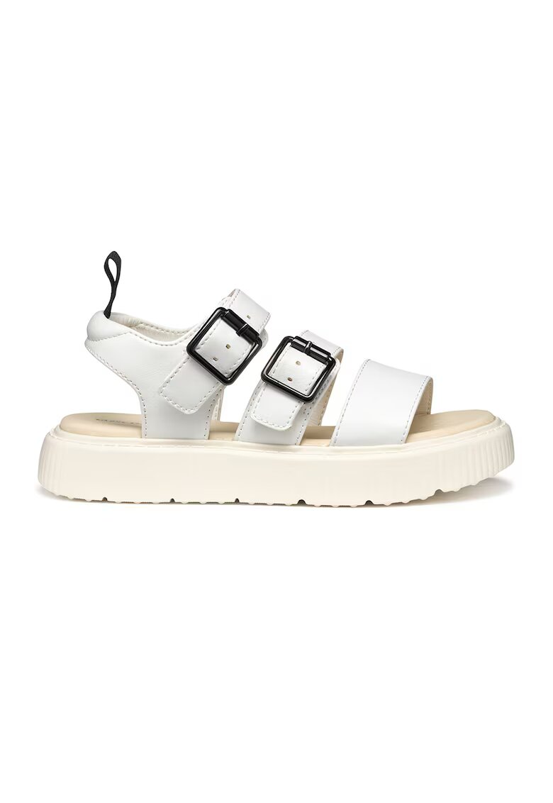 Geox Sandale de piele ecologica cu catarama - Alb