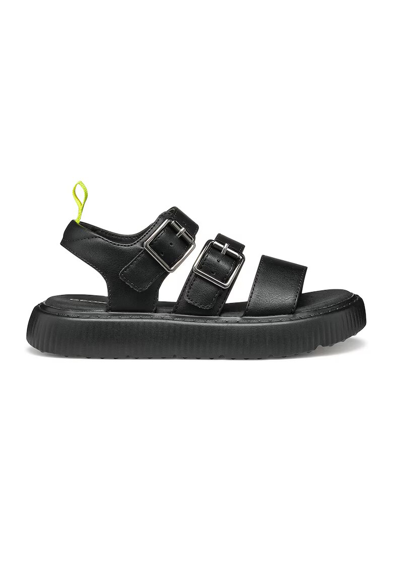 Geox Sandale de piele ecologica cu catarama - Negru