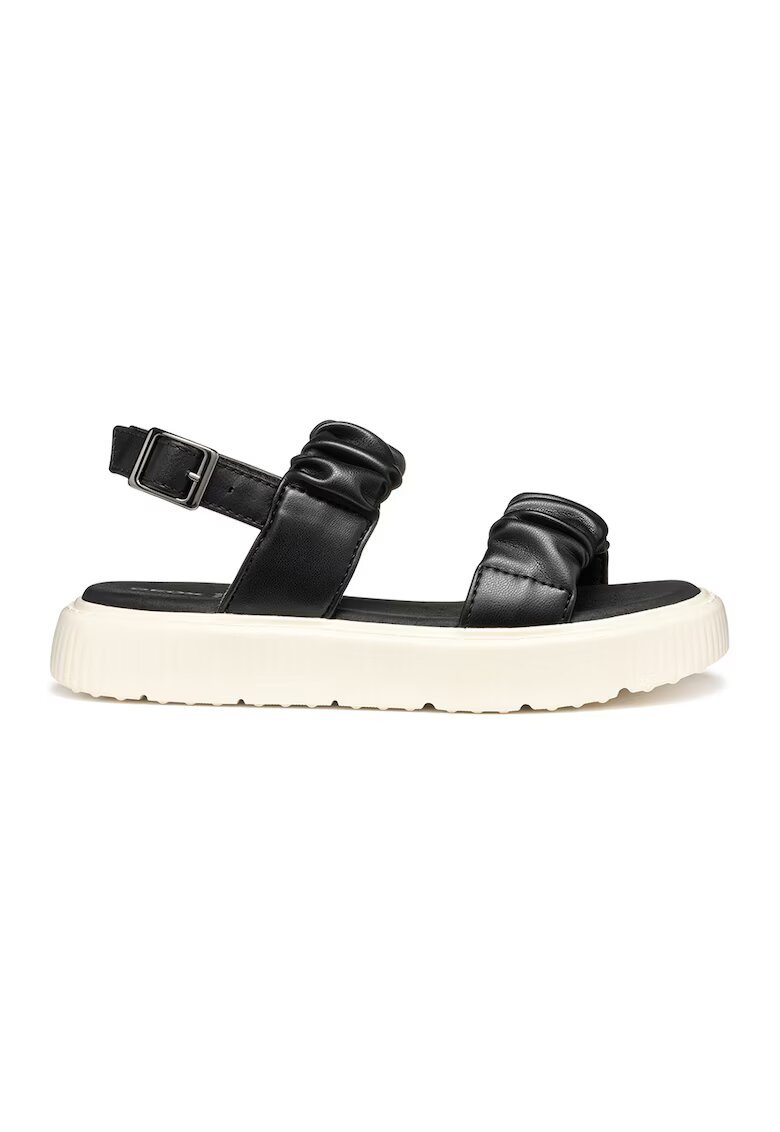 Geox Sandale de piele ecologica cu catarama - Negru
