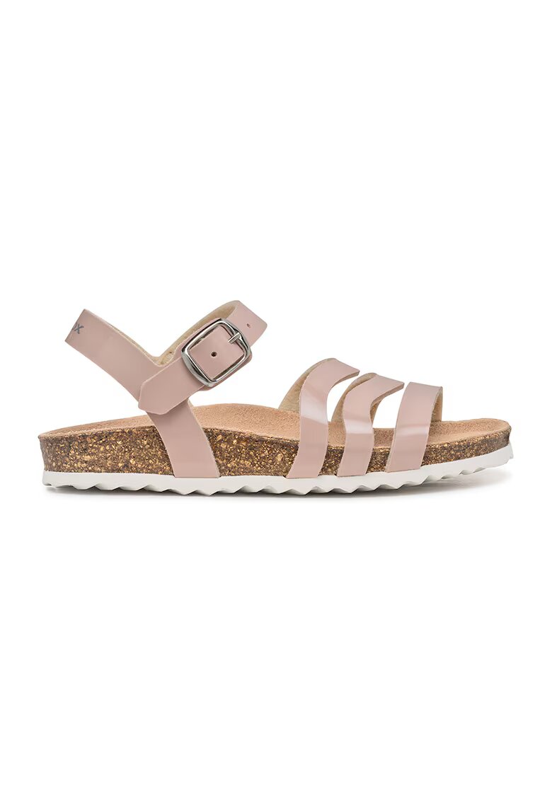 Geox Sandale de piele ecologica cu catarama - Roz pal