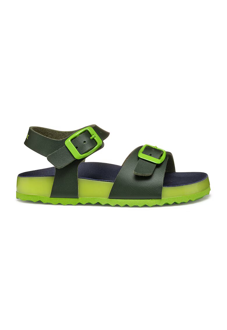 Geox Sandale de piele ecologica cu catarama - Verde lime/Verde feriga