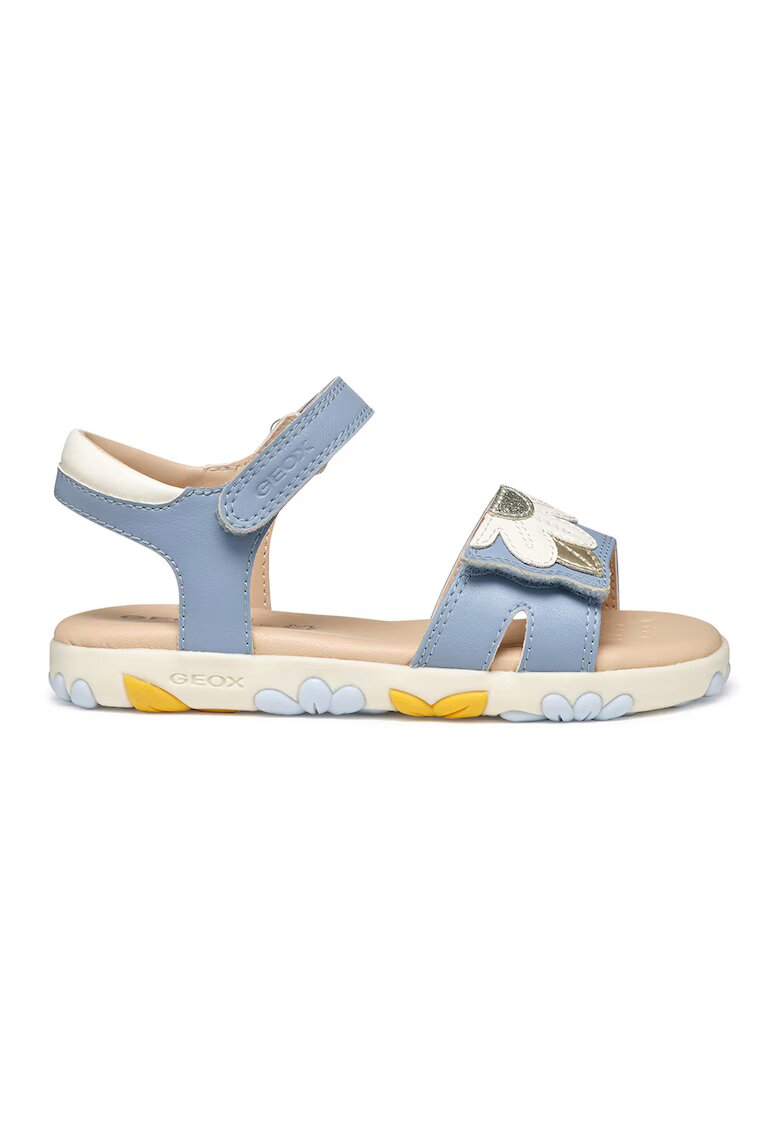 Geox Sandale de piele ecologica cu imprimeu - Alb/Albastru pastel