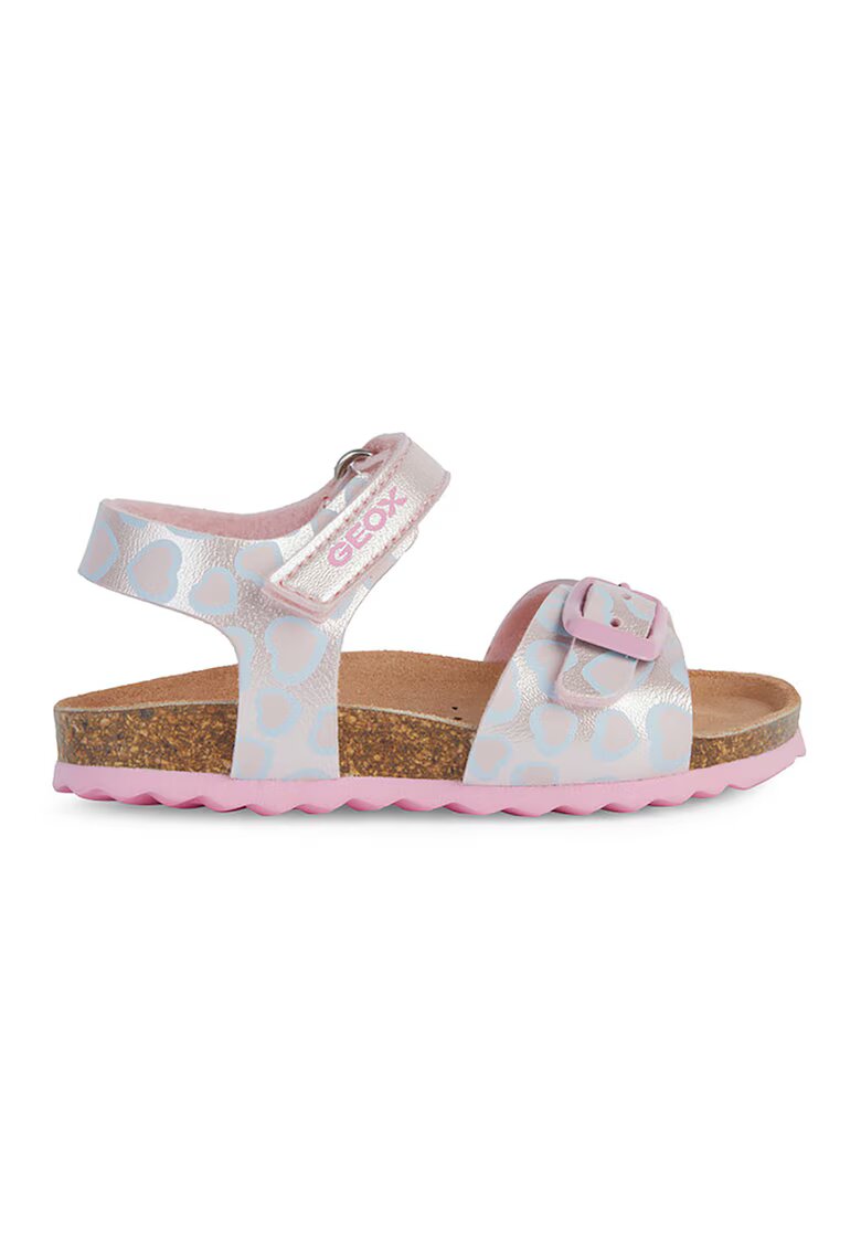 Geox Sandale de piele ecologica cu unicorn - Roz prafuit/Albastru