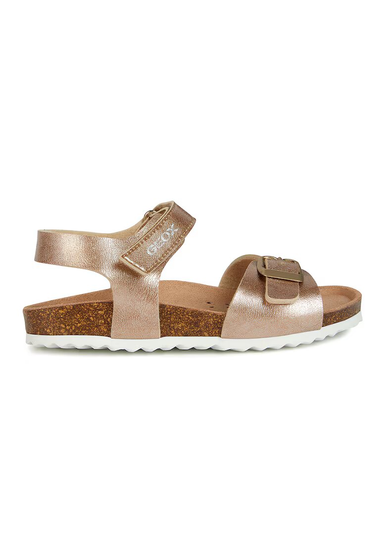 Geox Sandale de piele ecologica cu velcro Adriel - Auriu