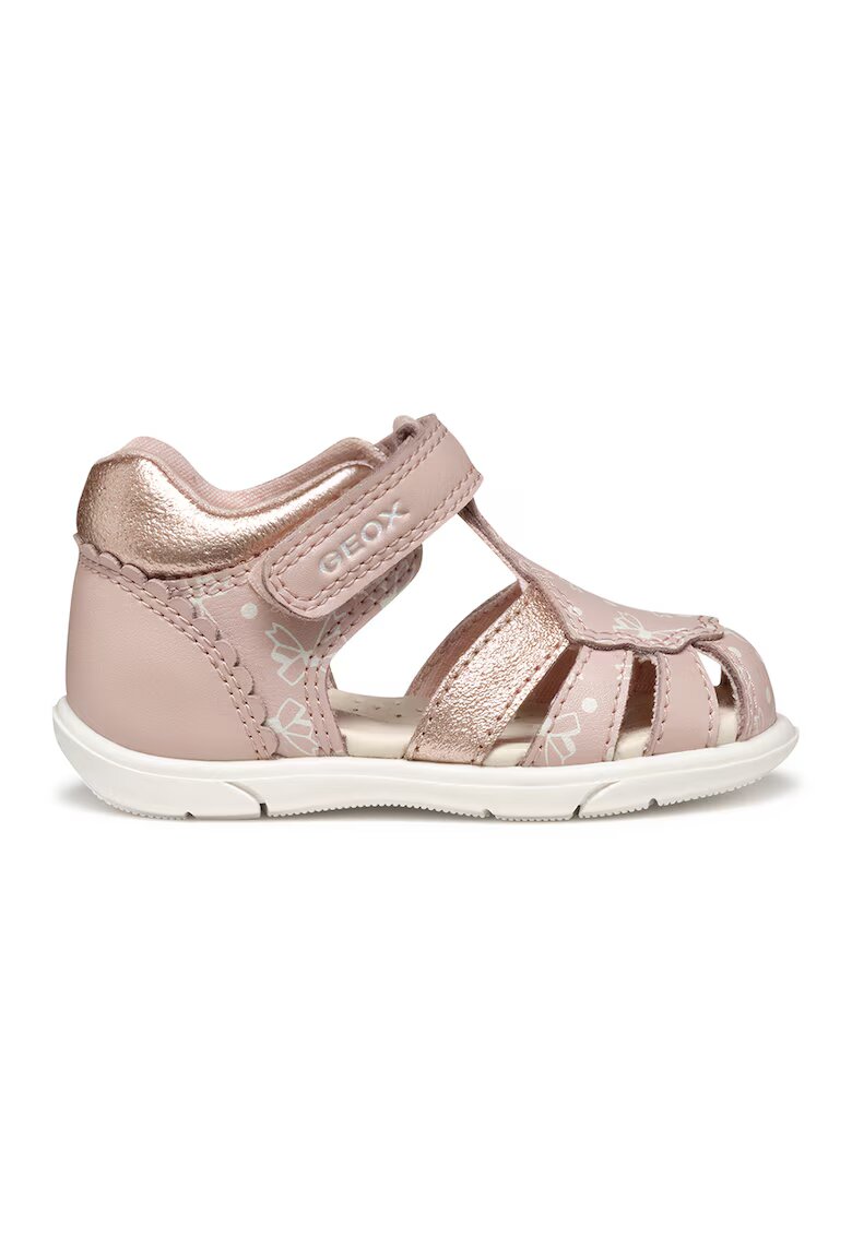 Geox Sandale de piele ecologica cu velcro Butterfly - Roz prafuit