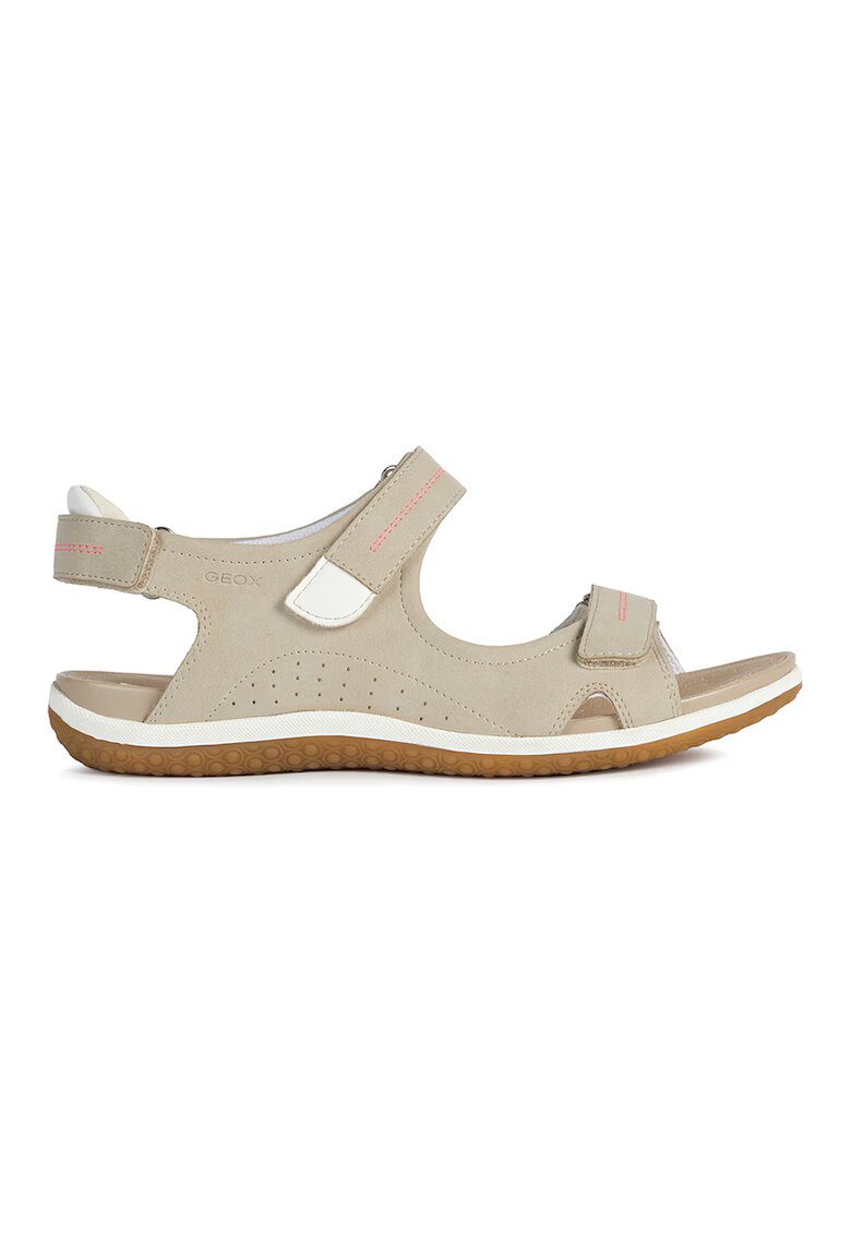 Geox Sandale de piele ecologica cu velcro - Maro taupe deschis