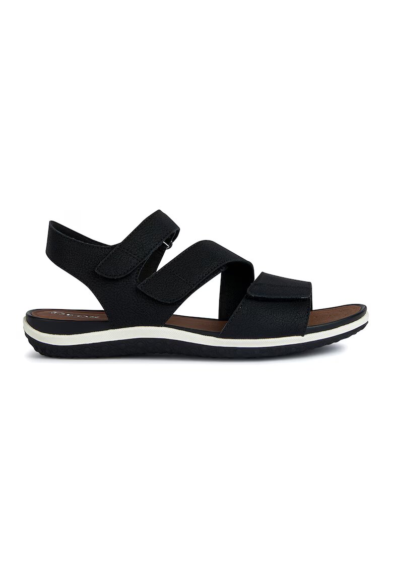Geox Sandale de piele ecologica cu velcro - Negru