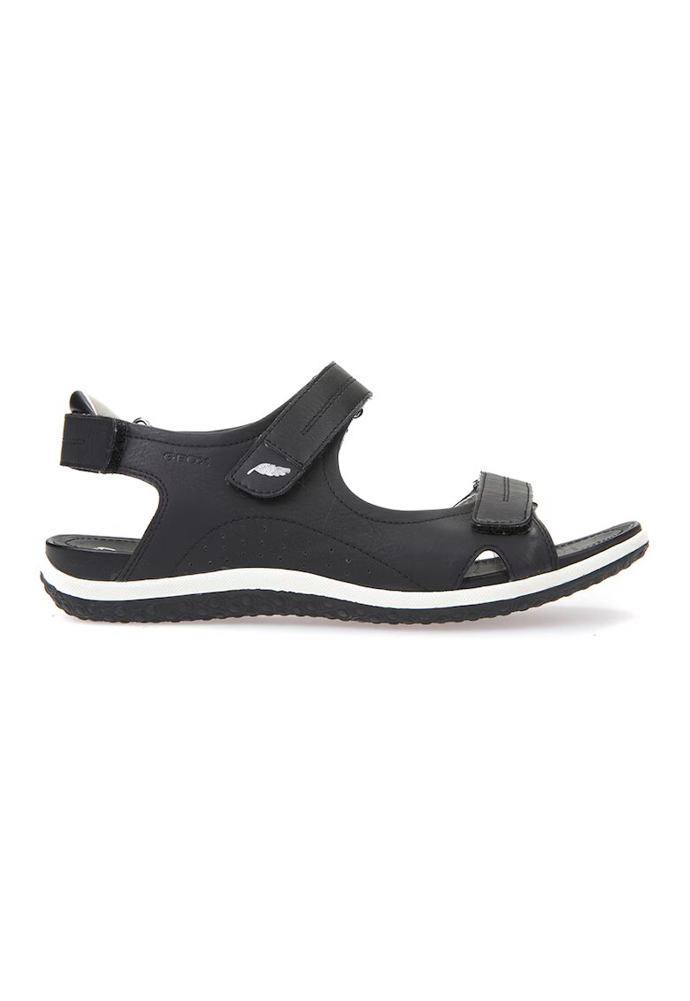 Geox Sandale de piele ecologica cu velcro - Negru